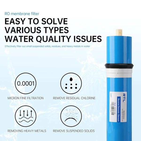 Omvendt Osmose Vandfiltreringssystem, 600GPD Høj Flow Rate, Lækagesikker Design,600 GPD, 110V-240V, EU