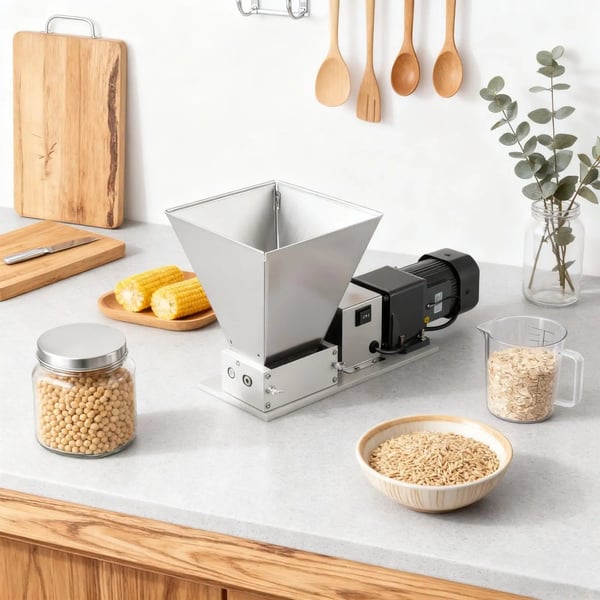 Elektrisk kornmølle, 60W effekt, 4L kapacitet, 220V spænding, 75rpm hastighed, rustfrit stål