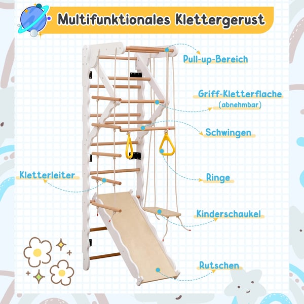 Klatrevæg, 6-i-1 Design, Indendørs Brug,A