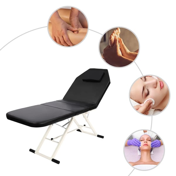 Massagebord, Bärbar Design, Justerbart Ryggstöd,svart