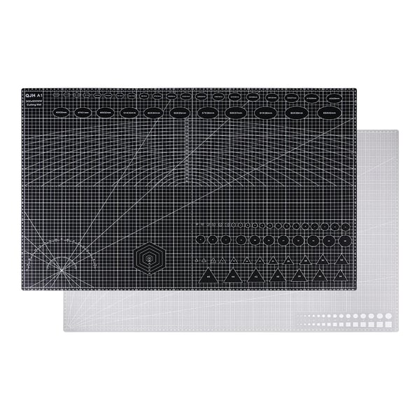 Skæreunderlag, A1 Dobbelt-Sidet, PVC Materiale, 90 x 60 cm,sort