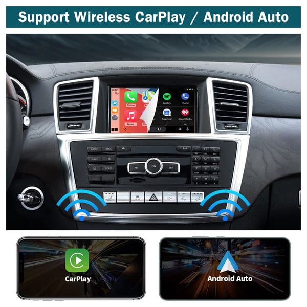 Trådløs CarPlay-modtager, 2,5 tommer skærm, 12W udgangseffekt, USB AV AUX-interface, understøtter Android Auto, WiFi-funktionalitet