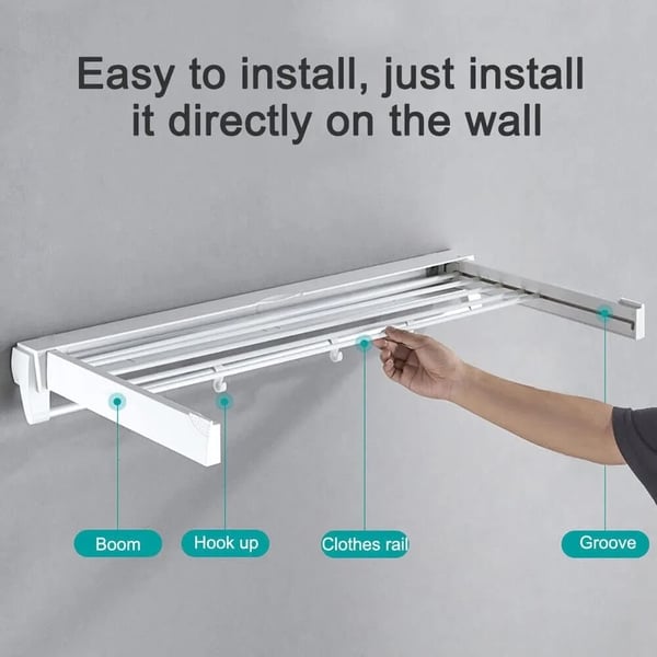 Foldbar Tørrestativ, Væghængt, Pladsbesparende Design,HVID