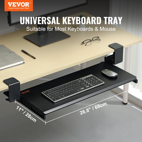 Tastaturbakke, Ergonomisk Design, Pladsbesparende Løsning,Sort