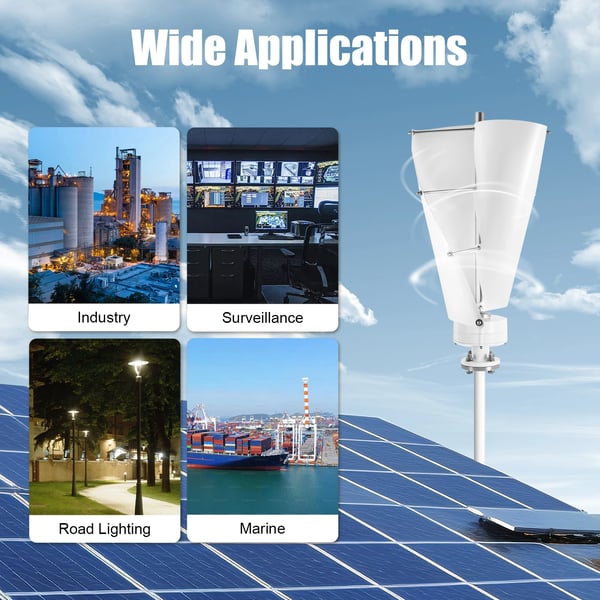 Vindmølle, Vertikal Aksedesign, Effektiv Energi Produktion,24V, HVID, 100 W