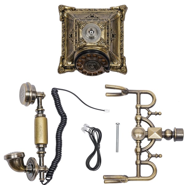 Rotary telefon, Holdbart plastik, Dimensioner 22 cm x 18 cm x 14 cm, Kompatibel med standard telefonlinjer, Genopkaldsfunktion inkluderet, Vægt 1,5 kg