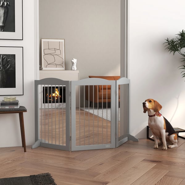 Hundesikkerhedsgitter, Justerbart design, Sammenklappeligt for nem opbevaring,154X30X80 cm, GRÅ