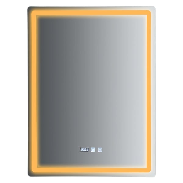 Badeværelsesspejl, 60 cm x 80 cm, LED-lyskilde, 24W effekt, dæmpbar med 3 farvetemperaturer, vandtæt IP54