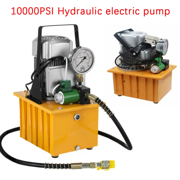 Hydraulisk elektrisk pumpe, 10000 PSI output, 750W effekt, stålkonstruktion, pedalbetjening, justerbar flowrate