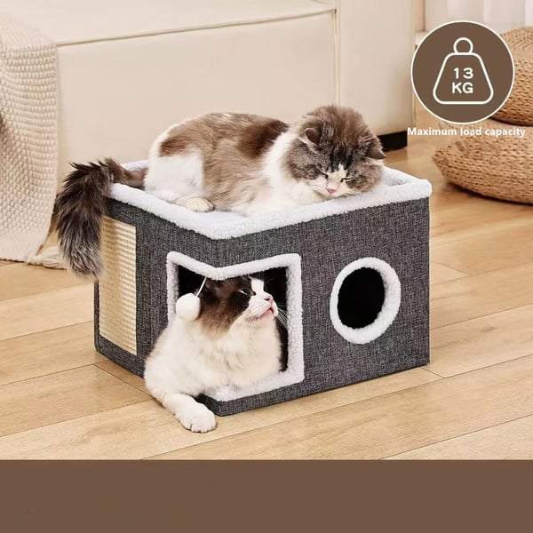 Kattebed, Blødt Materiale, Stor Størrelse, Indendørs Kompatibilitet, Åndbart Design, Inkluderer Hængende Fluffy Bold