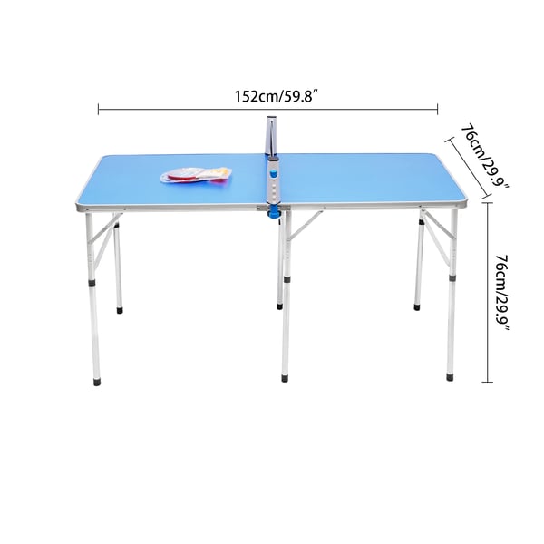 Ping Pong Bord, MDF + Aluminium, 152 x 76 x 76 cm, Foldbart design, Inkluderer net, ketchere og bolde