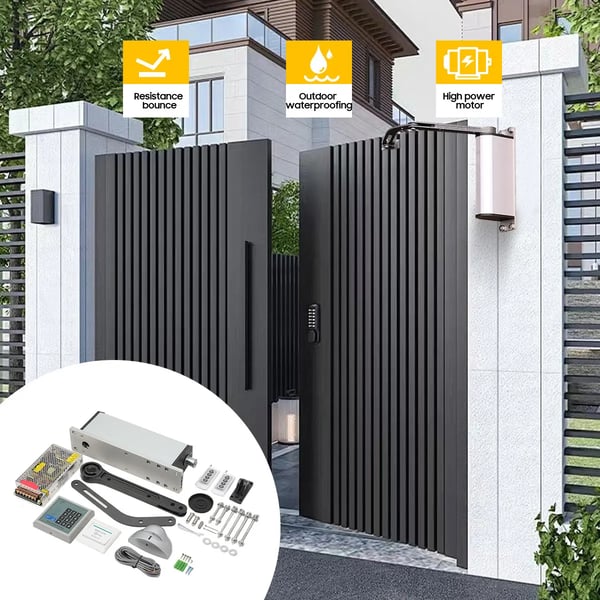 Automatisk Døråbner, Aluminiumlegering & Rustfrit Stål, Åbningsvinkel 90°, Strømforsyning DC24V, Nominel Effekt 25W, Justerbar Hastighed 1-9 Gear