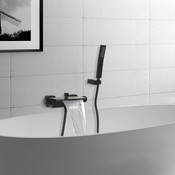 Badekar Vandhanesæt, Vandfald Design, Dobbelt Kontrolsystem,sort