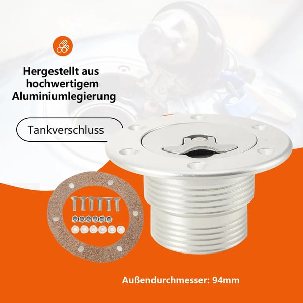 Brændstoftanklåg, Aluminiumlegering, Indvendig Diameter 45 mm, Udvendig Diameter 94 mm, Kompatibel med 6-bolts Brændstofceller, Letvægtsdesign