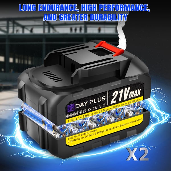 Trådløs Betonblander, 5000W Effekt, 6 Justerbare Hastigheder, 2x 1500 mAh Lithiumbatteri, Vægt 4 kg, M14 Rørestav