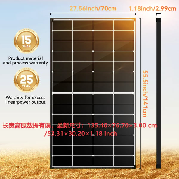 Solpanel, Høj Effektivitet, Holdbar Konstruktion,300W