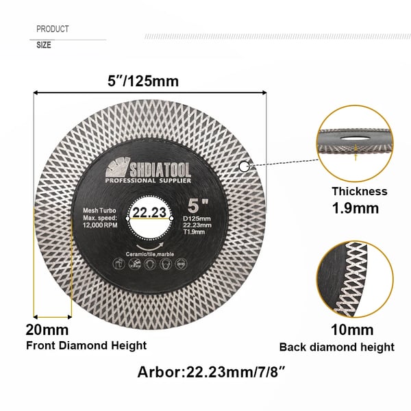 Diamantskæreskive, Dobbelt-sidet Design, Høj Skæreeffektivitet,2Pcs