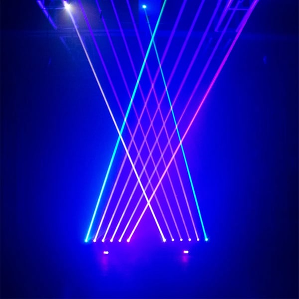 Bevægelseshovedlys, RGB Laser Effekter, Alsidige Kontroltilstande,EU stik, sort