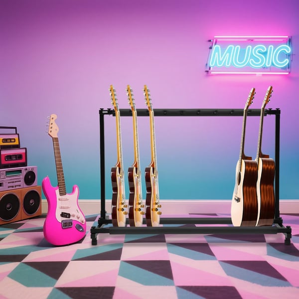 Guitar Stativ, Holder Op Til 9 Guitarer, Robust Jernkonstruktion,sort