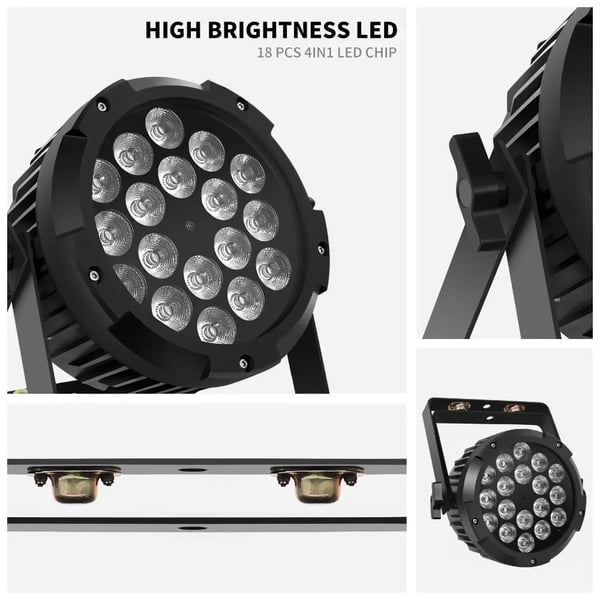 LED Par-lampa, 63 färgmakron, 5 lägen, strobeffekt,EU-plugg, svart