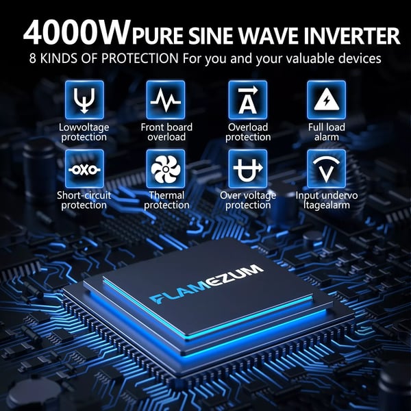 Ren sinusvågsomvandlare, 4000W kontinuerlig effekt, 8000W topp effekt,12V 50HZ 230V EU