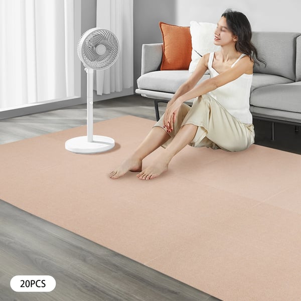 Gulvtæppefliser, Lydreduktion, Skridsikker Design,Beige-kamel