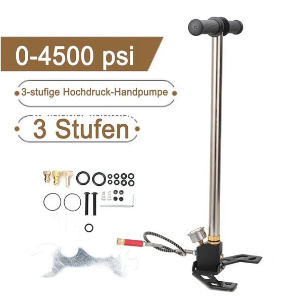 Högtryckshandpump, 3-stegsdesign, precisionsmätare,4500 PSI, EU