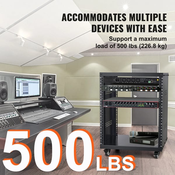 AV Rack Stativ, 12U Højde, 500 lbs Belastningsevne, Kompakte Dimensioner,500 lbs LC