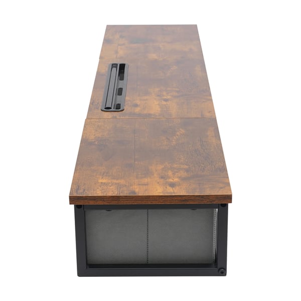 Bildskärmsstativ, Ergonomisk Design, Integrerad Förvaringslåda, Brun