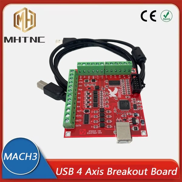 4-akse CNC-controllerkort, understøtter Nema23 og Nema34 motorer, USB-interface, 100 kHz frekvens, kompatibel med MACH3, holdbart PCB-design