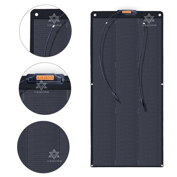 Solpanel, Semi-Fleksibel, Monokrystallinske Celler,100W solpaneler, 100W