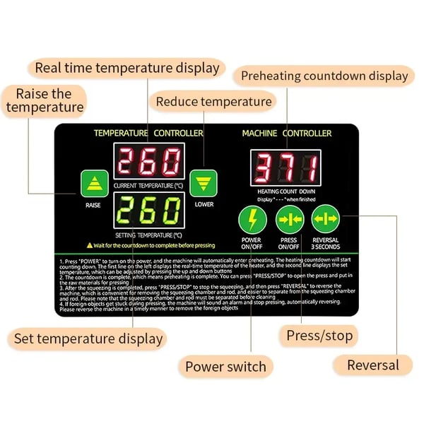 Oliepresse, Automatisk Temperaturregulering, Rustfrit Stål Design,T2S