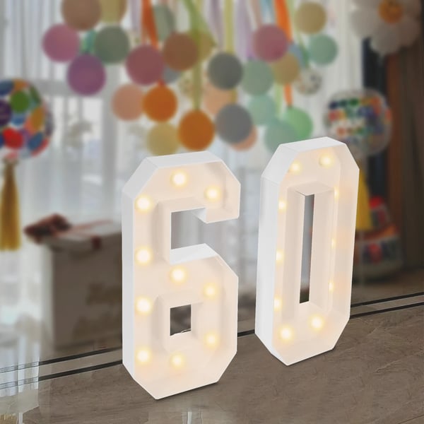 Digital ramme, 20 LED-pærer, batteridrevet, varm lysfarve, 2000-3000K temperatur, gulvstående