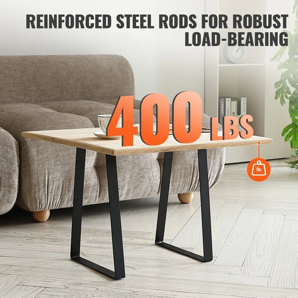 Stål Bordben, Trapezoid Design, Sæt af 2, 400lbs