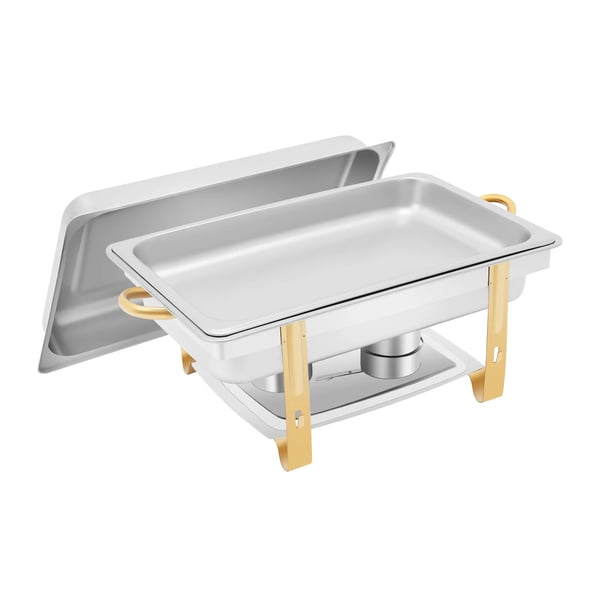 Chafing Dish, 9L kapacitet, rustfrit stål materiale, rektangulær form, samlet størrelse 63*35*32 cm, pladetykkelse 0,5 mm