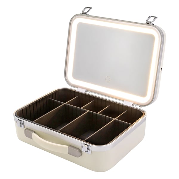 Makeup Organizer, LED Spejl, Berøringskontrol,HVID