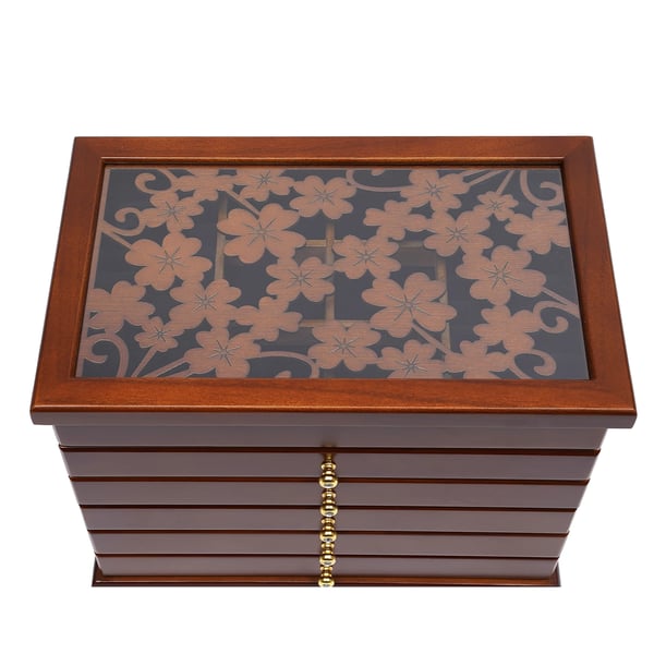 Smykkeskrin, 6 lag, Dimensioner 31 x 20 x 24,5 cm, Materiale Akryl og Paulownia Træ, Nettovægt 2,2 kg, Multifunktionel Organizer
