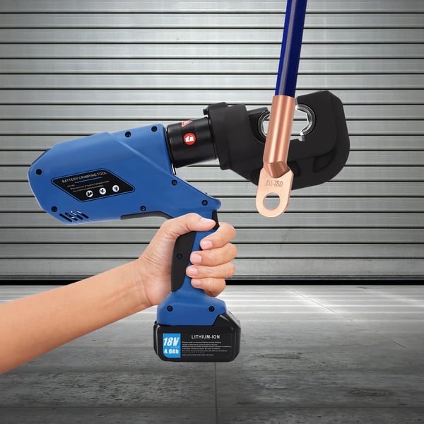 Hydrauliske Crimping Tænger, 18V, 4 Ah Batteri, 120 KN Crimping Kraft, Crimping Område 16-400 mm², 42 mm Slaglængde