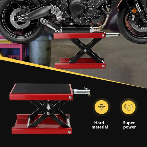 Motorcykel Løft Bord, 500 kg Kapacitet, Løfteområde 95 mm til 350 mm, Solid Stål Konstruktion, Saks Løft Design, Dimensioner 62” x 20” x 5”