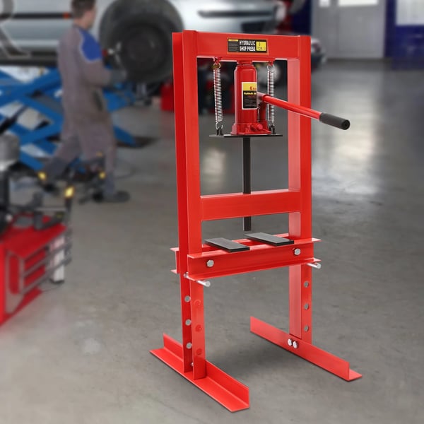 Hydraulisk Press, 6 Ton Max Tryck, Manuell Drift,Röd