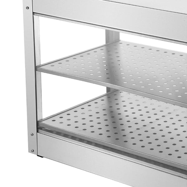 Lämpökaappi, 800W teho, lämpötila-alue 30-85°C, kestävä ruostumattomasta teräksestä valmistettu rakenne, hopea