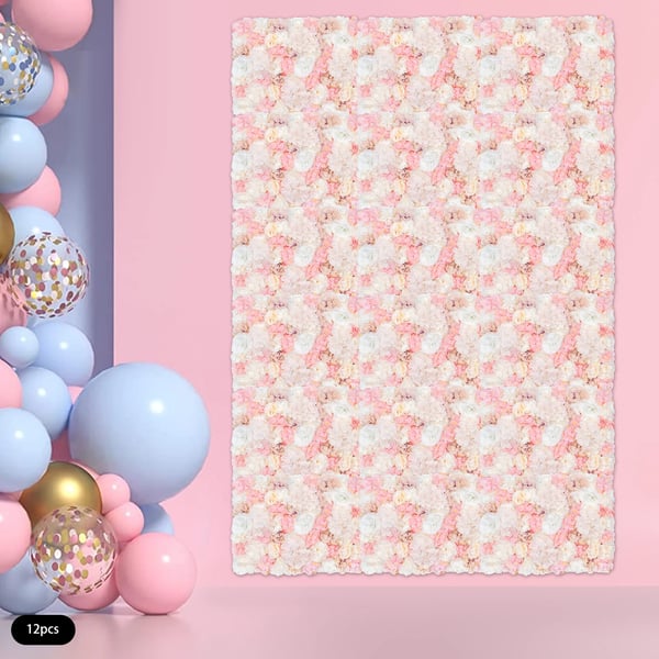 Simuleret Blomster Vægdekoration, 12PCS, Indendørs/Udendørs Brug,Hvid Gul Pink