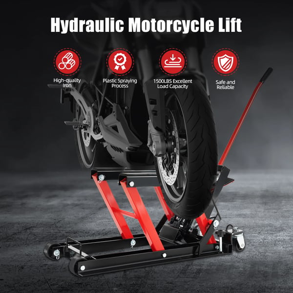 Motorcykel Hydraulisk Lift, Justerbar Højde, Kraftig Design,Rød