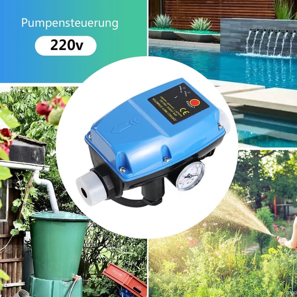 Vandpumpecontroller, 1100W effekt, 230V spænding, justerbart tryk 1-3,5 bar, automatisk trykafbryder, tørkørselsbeskyttelse