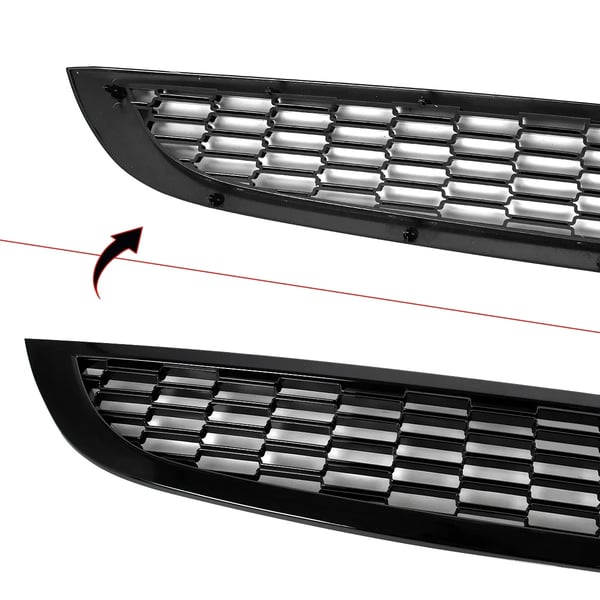 Framstötfångargrill, bikakeformat, glansig svart färg, passar Mini Cooper R50 R52 R53,som visas