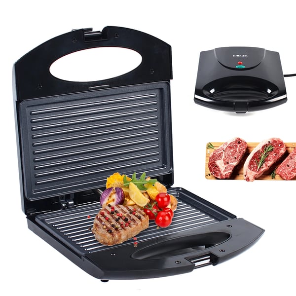 Elektrisk Steak Maskine, Automatisk Opvarmning, Kompakt Borddesign,22cm, Sort