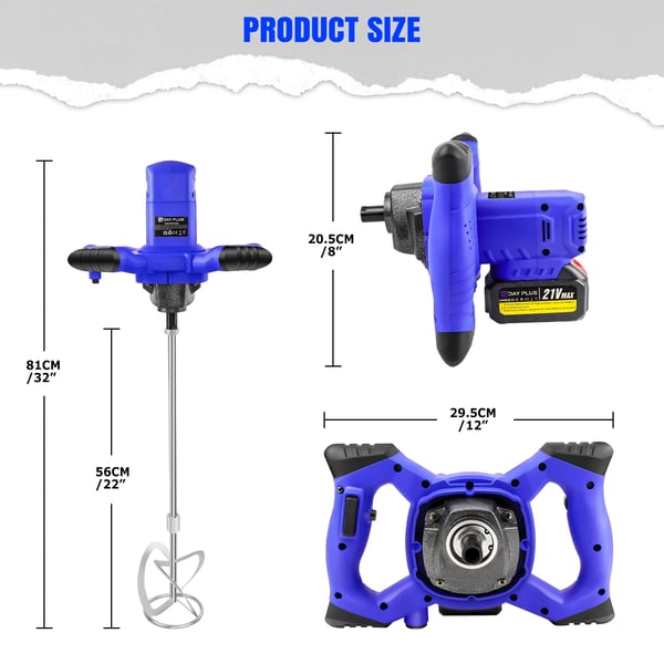 Trådløs Mixer, 21V, 1080 RPM, 1.5Ah Lithium Batteri, Letvægtsdesign, 6 Hastighedsindstillinger