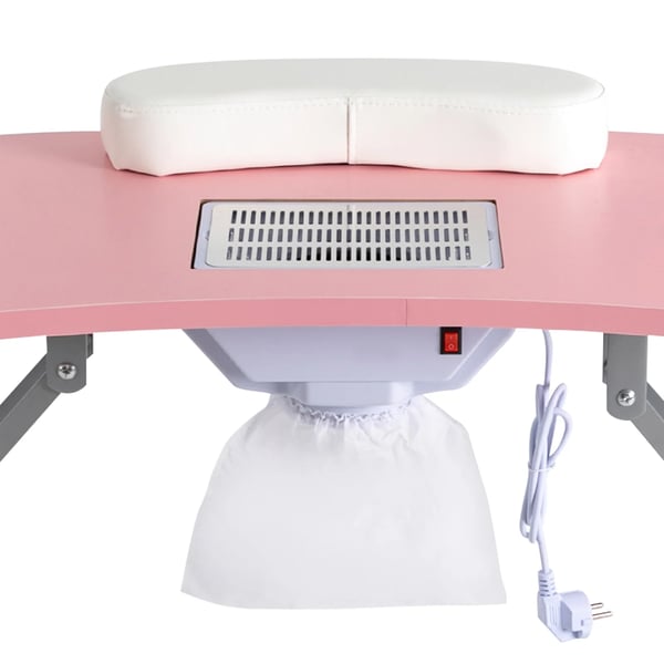 Neglebord med hjul, foldbart design, indbygget støvsamler,Pink