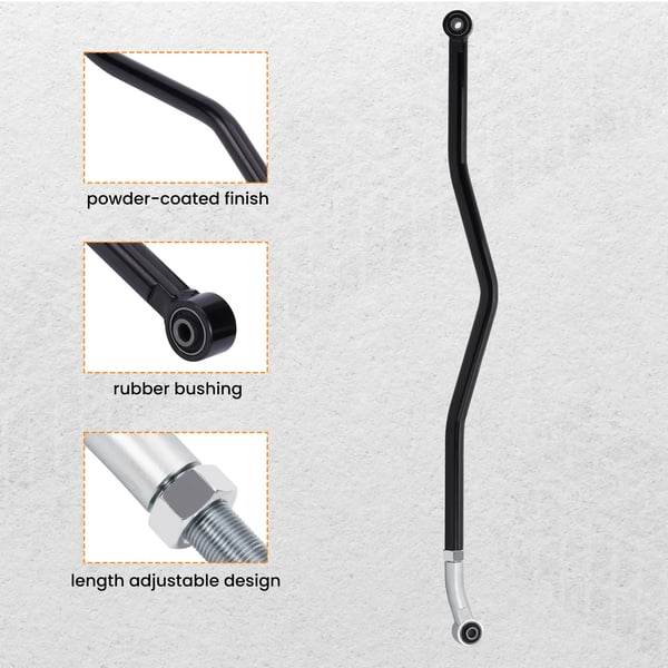 Justerbar sporstang, stål, øje til øje længde 990-1070mm, 10mm vægtykkelse, til Jeep Wrangler JK 2007-2018