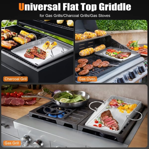 Grillpande Sæt, Nonstick Overflade, Inkluderer Spatel og Handsker,Sølv